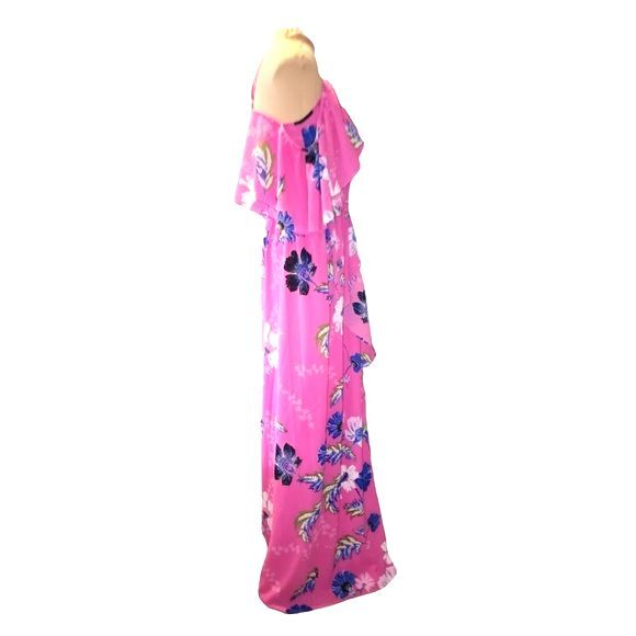 Rachel Rachel Roy NWT Women's Pink Floral Cold Shoulder Ruffled Maxi Dress Sz 8 - Picture 6 of 12